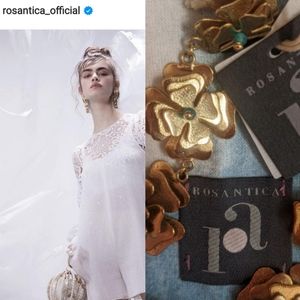 NIB Rosantica Milano italy tiered gold flower earrings